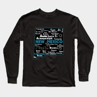 Lordsburg map New Mexico Albuquerque Map Santa Fe Los Alamos, Taos,Roswell Las Cruces Deming Carlsbad Hobbs Silver City Long Sleeve T-Shirt